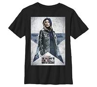 Marvel Likeness The Falcon and The Winter Soldier Carter Poster Boy's Solid Crew Tee, Black, Youth Large