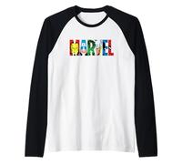 Marvel Logo Classic Avengers & Spider-Man Retro Comic Art Camiseta Manga Raglan