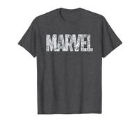 Marvel Logo Comics Gray Pencil Sketch Super Heroes Avengers Camiseta, Hombre, Jaspeado Oscuro, L