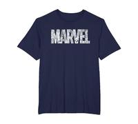 Marvel Logo Comics Gray Pencil Sketch Super Heroes Avengers Camiseta, Hombre Tallas Grandes, Azul Marino, 3X Alto