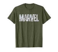 Marvel Logo Comics Gray Pencil Sketch Super Heroes Avengers Camiseta, Hombre, Verde Oliva, M