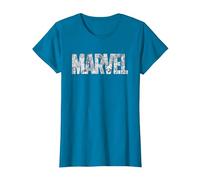 Marvel Logo Comics Gray Pencil Sketch Super Heroes Avengers Camiseta, Mujer, Zafiro, XXL