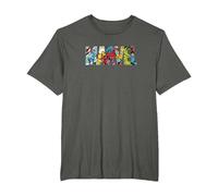Marvel Logo with Characters Spider-Man, Iron Man, Thor, Hulk Camiseta, Hombre Tallas Grandes, Asfalto, 5X Alto