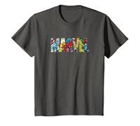 Marvel Logo with Characters Spider-Man, Iron Man, Thor, Hulk Camiseta, Niños, Asfalto, 8 años