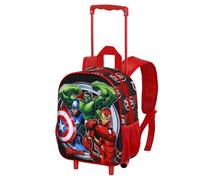 Marvel Los Vengadores Almighty-Mochila 3D con Ruedas Pequeña, Rojo, 26 x 34 cm, Capacidad 7 L