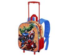Marvel Los Vengadores Attack-Mochila 3D con Ruedas Pequeña, Rojo, 26 x 34 cm, Capacidad 7 L