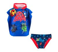 Marvel Los Vengadores Bañador y Toalla para Niño, Shorts de Baño Bañador y Toalla con Capucha Infantil, Talla 8 Años | Azul