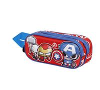 Marvel Los Vengadores Impact-Estuche Portatodo 3D Doble, Rojo, 22 x 9.5 cm