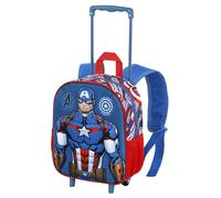 Marvel Los Vengadores-Mochila 3D con Ruedas Pequeña, 26 x 34 cm, Capacidad 12.5 L, Azul First