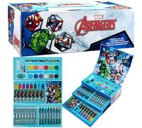 Marvel Maletín Pinturas para Niños Spiderman Avengers con Ceras y Lápices de Colores 40+ Pzs (Multicolor Avengers)