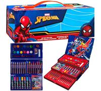 Marvel Maletín Pinturas para Niños Spiderman Avengers con Ceras y Lápices de Colores 50 Pzs (Multicolor Spiderman)