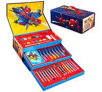 Marvel Maletín Pinturas para Niños Spiderman, Kit de Dibujo con Rotuladores y Lápices de Colores (Azul Multicolor Spiderman)