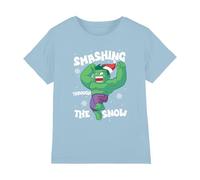 Marvel Marvel Hulk Smashing Through The Snow Kids T Shirt, Light Blue Camisa Unisex niños (Pack de 1)