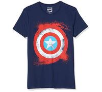 Marvel Men's Captain America Shield Short Sleeve T-Shirt, Blue, Medium [Importación Inglesa]