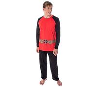 Marvel Men's Deadpool Costume Raglan Long Sleeve Top and Pants 2 Piece Character Pajama Set