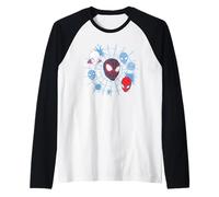Marvel Miles Morales Spider-Man Team Spidey Big Face Collage Camiseta Manga Raglan