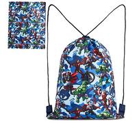 Marvel Mochila Cuerdas, Mochila Saco Con Superheroes Capitan America Iron Man Thor y Hulk, Mochila Infantil de Los Vengadores Para Deporte Viajes, Regalos Para Niños Adolescentes