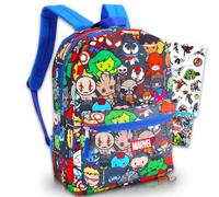 Marvel Mochila de los Vengadores, paquete de 2 piezas con mochila escolar Marvel de 16 pulgadas y calcomanías para niños, niñas, adolescentes, adultos (Marvel School Supplies)