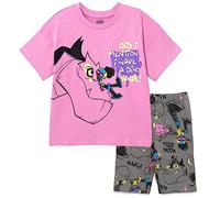 Marvel Moon Girl and Devil Dinosaur Little Girls T-Shirt and Shorts Outfit Set Purple/Black 7-8