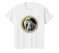Marvel Moon Knight Crescent Egyptian Jeroglíficos Camiseta, Niños, Blanco, 8 años