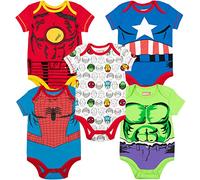Marvel Onesies de 5 unidades de Baby Boys: Hulk, Spiderman, Iron Man y Captain America (0-3 meses)