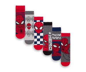 Marvel Pack de 6 calcetines Spiderman Boys | Calcetines de personajes atléticos multicolores para niños | Calzado gráfico de superhéroes Spider-Man Avenger | Cómodo juego para niños paquete