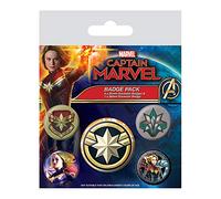 Marvel - Pack de Insignias Captain Marvel, Multicolor