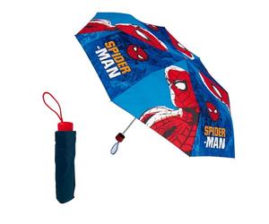 Marvel Paraguas Plegable Compacto, Niño, Rojo, Estructura Alta Resistencia, Diseño Comic, Viaje, Lluvia