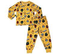Marvel Pijama de Manga Larga Oficial Spiderman, Hulk, Iron Man y Capitán América para niño - 5-6 Años: 116cm