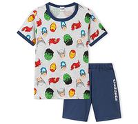 Marvel Pijama Niño Verano, Conjunto Pijama Niño Corto Merchandising Oficial Regalos para Niños y Adolescentes Edad 3-14 Años Spiderman Hulk Capitán América (Gris/Azul Avengers, 3-4 Años)