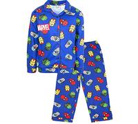 Marvel - Pijama para niños - Pijama azul con botones con superhéroes de Marvel - Ropa de dormir 100% algodón - Producto oficial de Marvel, Patrón Azul Oscuro, 6-7 Years