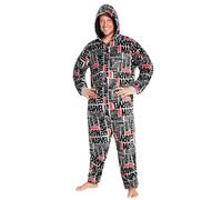 Marvel Pijama Polar para Hombre - Mono Pijama con Capucha Entero Invierno Talla Grande, Regalo Hombres, Chicos, Navidad (Gris/Negro,M)