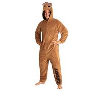 Marvel Pijama Polar para Hombre - Mono Pijama con Capucha Entero Invierno Talla Grande, Regalo Hombres, Chicos, Navidad (Marrón,L)