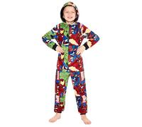Marvel Pijama Polar para Niños - Mono con Capucha Entero 9 a 15 años Invierno, Disfraz Regalo Chicos, Navidad (Multicolor, 11-12 años)