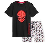Marvel Pijama Verano para Niño y Adolescentes - 2 Piezas Camiseta y Pantalón Suave y Transpirable 4-14 Años - Regalos Originales Legends (Negro Spiderman, 7-8 Años)