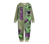 Marvel Pijama Verde de El Increíble Hulk para niño | Pijamas y Ropa de Estar por casa de Microfibra con Manga Larga y Cremallera | Pijamas de Personajes de cómic con Estampado | Merchandising