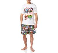 Marvel Pijamas de hombre con diseños de Comics, set de camiseta y pantalones cortos, increíbles pijamas de Hulk, Capitán América, Spiderman e Iron Man para hombres, mercancía oficial, regalos para