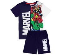 Marvel Pijamas de para Niño | Niño Thor Iron Man Hulk Capitán América Superhéroe Camiseta Shorts Cortos Pjs Set | Película Cómics Personajes Mercancías Regalos