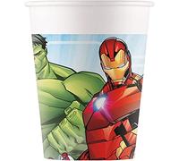 Marvel Procos 93467 - Vasos para fiestas Mighty Avengers, capacidad máxima de 200 ml, 8 unidades, vasos desechables de papel, cumpleaños infantiles, vajilla de fiesta, FSC® Mix