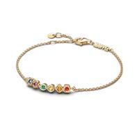 Marvel Pulsera chapada en oro de 14 quilates con cristal rojo, naranja, amarillo, verde, morado y azul, 16