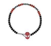 Marvel Pulsera de acero inoxidable con diseño de Spider-Man para niños, 18 cm de largo, color negro y rojo