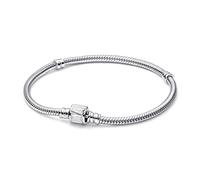 Marvel Pulsera de plata de ley con cadena de serpiente, cierre Marvel y esmalte blanco, 17