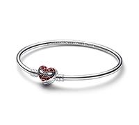 Marvel Pulsera rígida con diseño de Hombre araña en plata de ley con esmalte negro y rojo transparente, 17