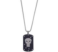 Marvel Punisher - Collar de acero inoxidable con colgante de etiqueta de perro, 56 cm