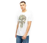 MARVEL Punisher Skull Camo Camiseta, Blanco, XL para Hombre