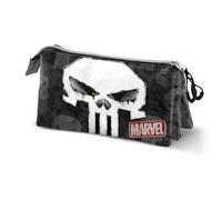Marvel Punisher Skull-Estuche Portatodo Triple, Negro, 23 x 11 cm