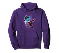 Marvel Spider-Man: Across The Spider-Verse Miles and Gwen Sudadera con Capucha, Unisex para Adultos, Morado, XL