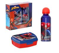 Marvel Spider-Man Botella y Sandwichera, Diseño Spider Botella de Agua para Niños, Botella de Viaje Aluminio, Capacidad 500 ml