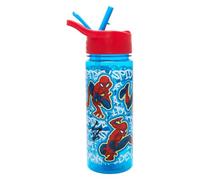 Marvel Spider-man - Botellas de agua para niños con cubierta antipolvo integrada, botella de bebidas Avenger de 500 ml sin BPA, botella de agua totalmente reciclable para niños con asa de transporte,