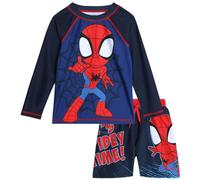 Marvel Spider-Man Boys' Rash Guard Set - UPF 50+ Quick Dry Swim Shirt and Trunks - 2 Piece Bathing Suit Set (2T-7), Size 4T, Navy Spidey Long Sleeve